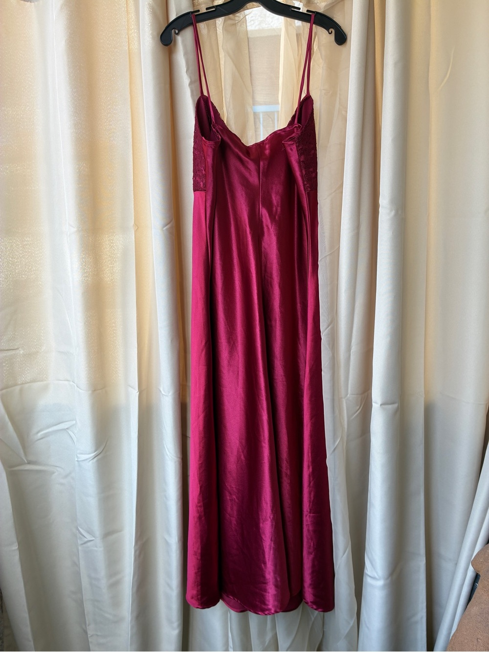 Vintage Handmade Large Red Satin Maxi Slip Dress - Picture 4 of 12